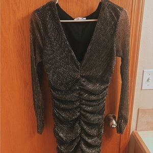 Steve Madden Shimmering Black Long Sleeve Dress